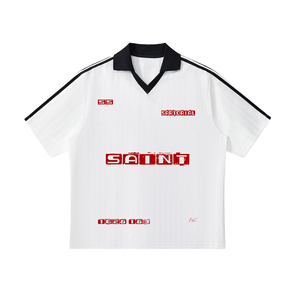 Contrast Collar Striped Soccer Jersey