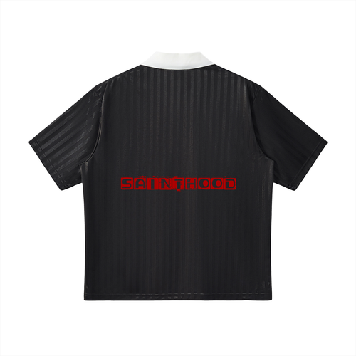Contrast Collar Striped Soccer Jersey