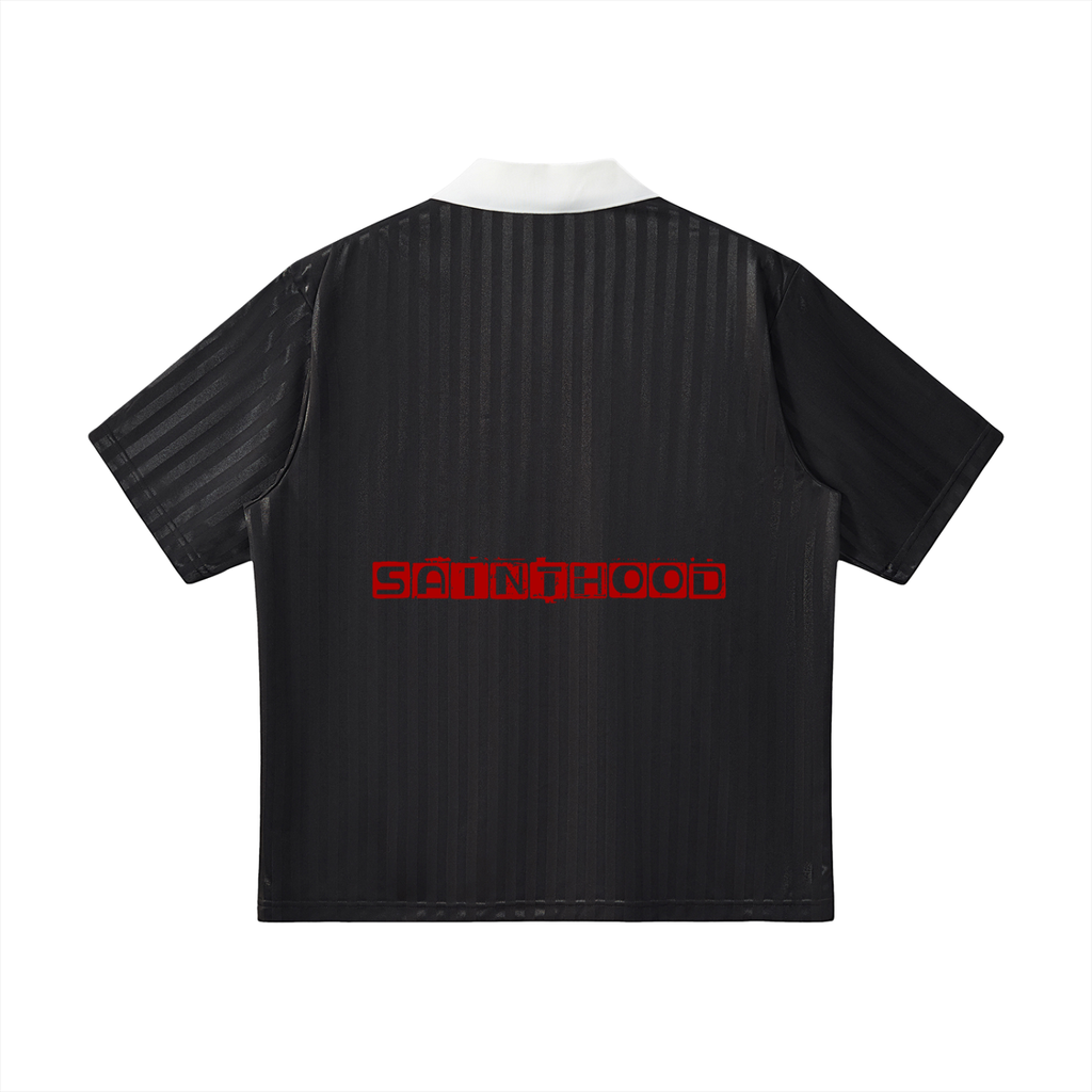Contrast Collar Striped Soccer Jersey
