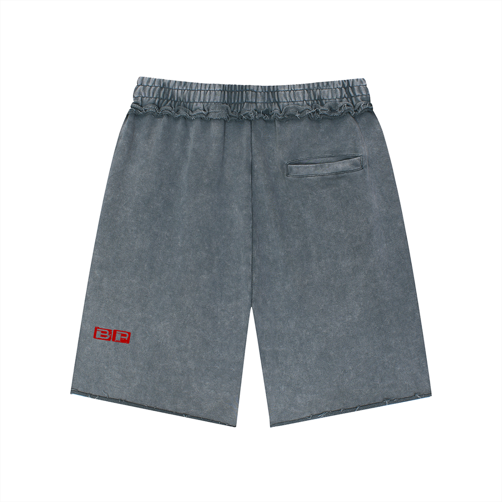 Unisex Mineral Wash Raw Edge Shorts