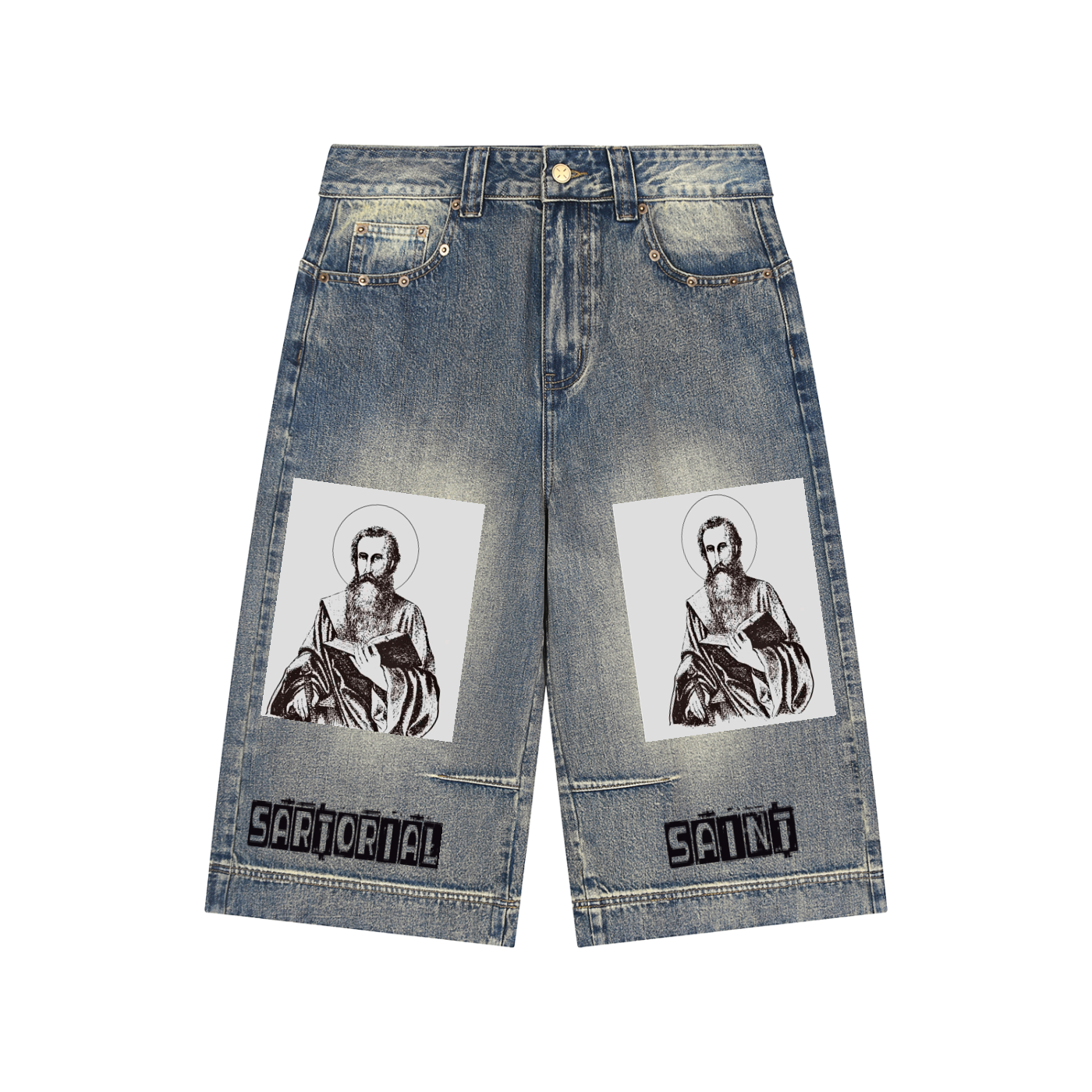 Vintage Wash Baggy Denim Shorts