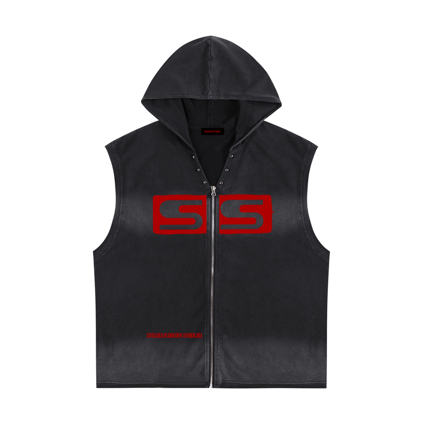 Vintage Washed Zip-Up Hooded Tank Top