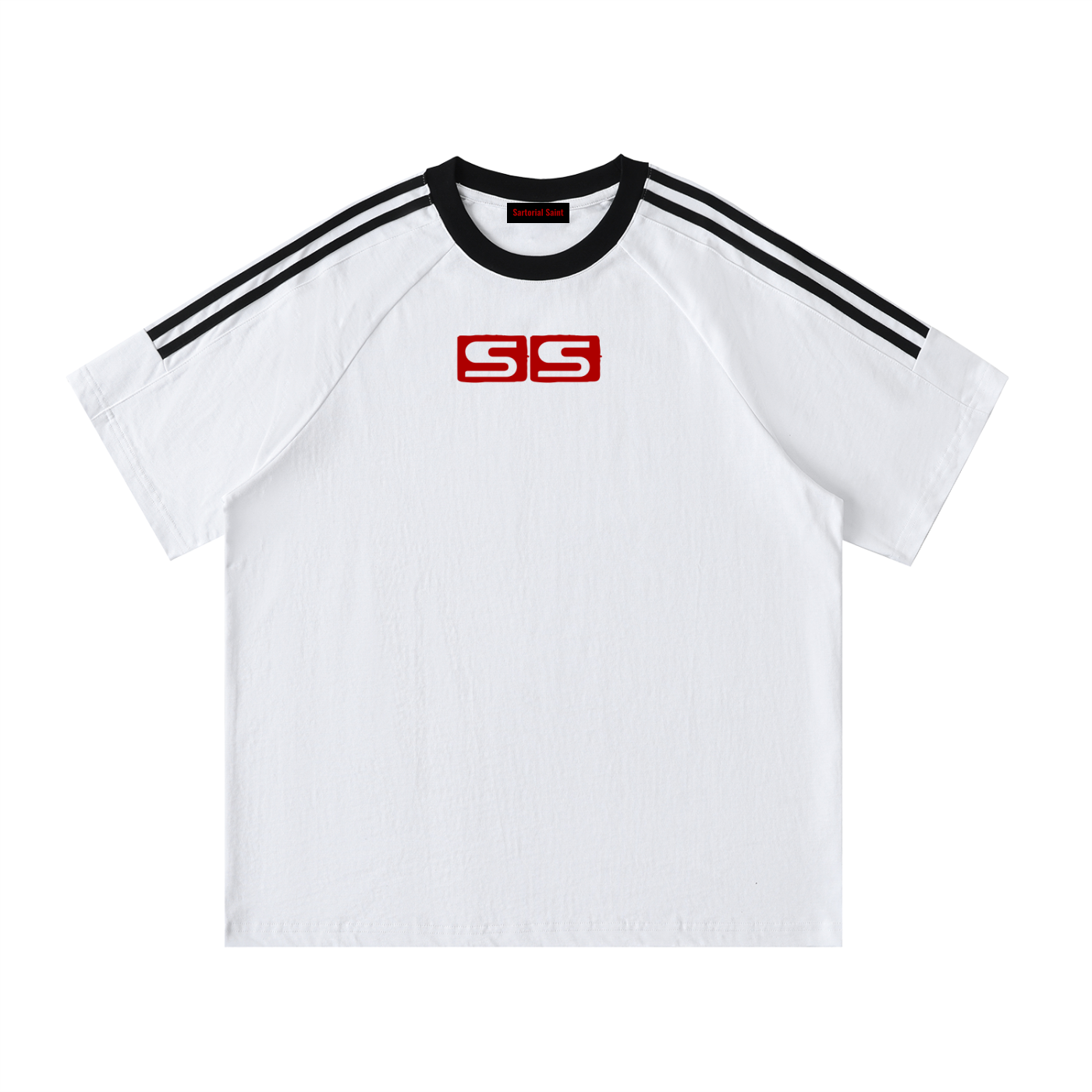 Contrast Tape Crewneck Cotton T-Shirt