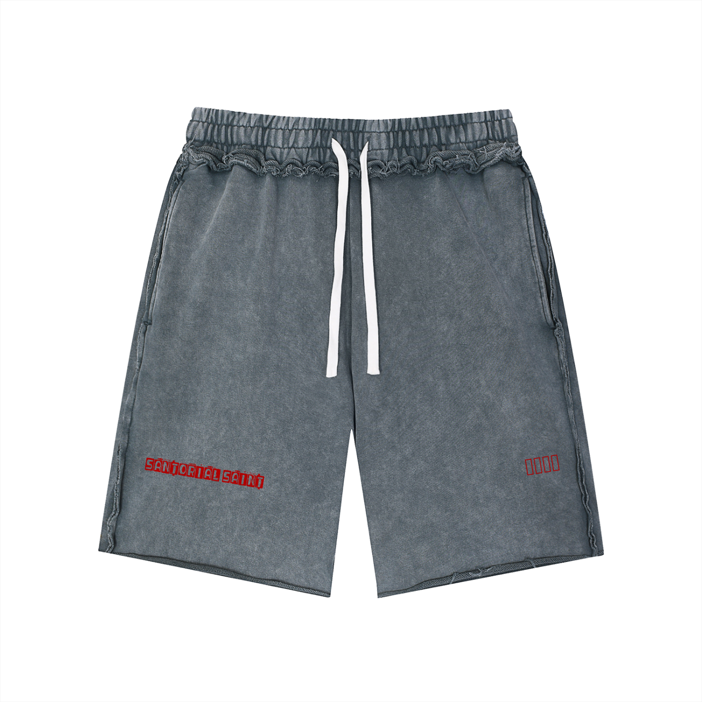 Unisex Mineral Wash Raw Edge Shorts