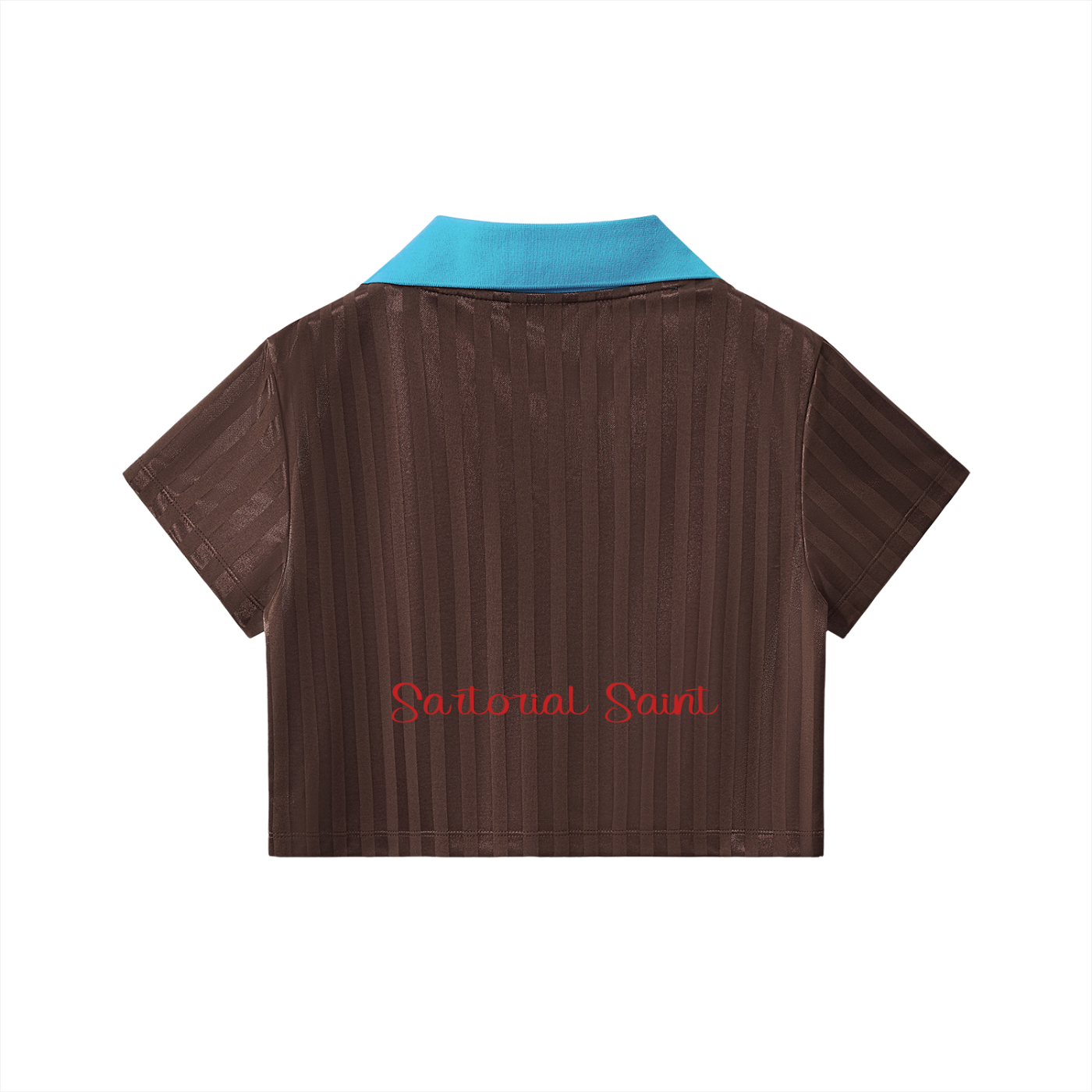 Contrast Collar Striped Cropped Jersey