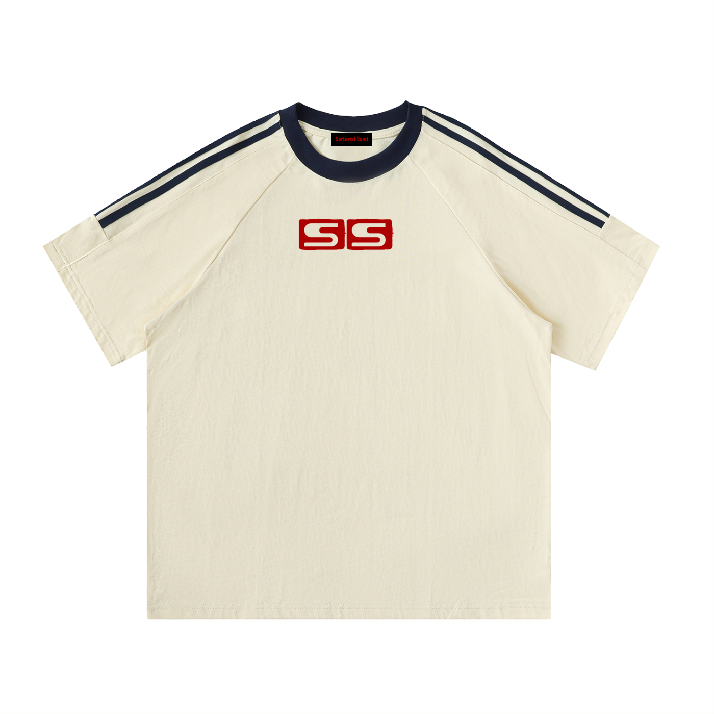 Contrast Tape Crewneck Cotton T-Shirt