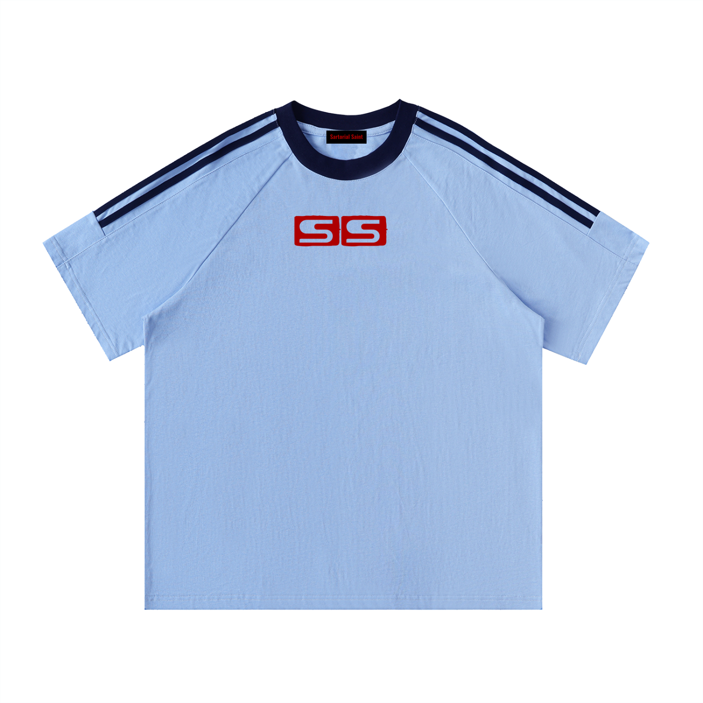 Contrast Tape Crewneck Cotton T-Shirt