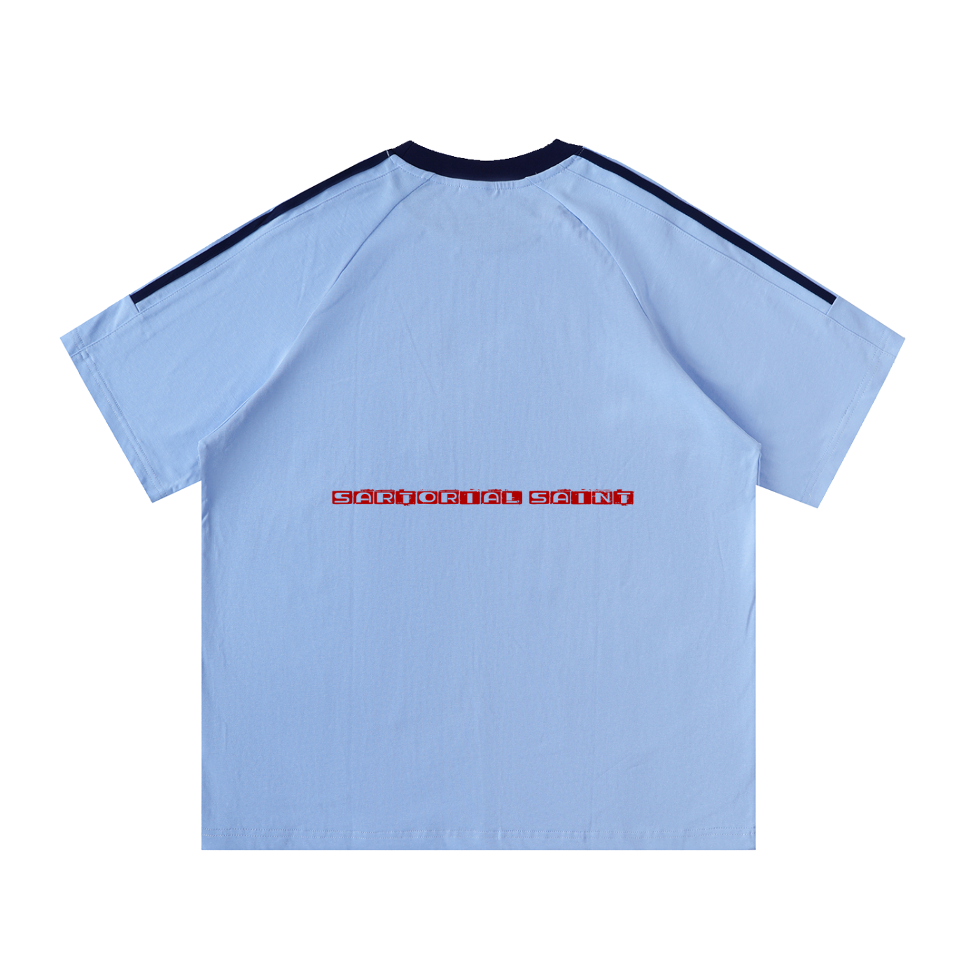 Contrast Tape Crewneck Cotton T-Shirt