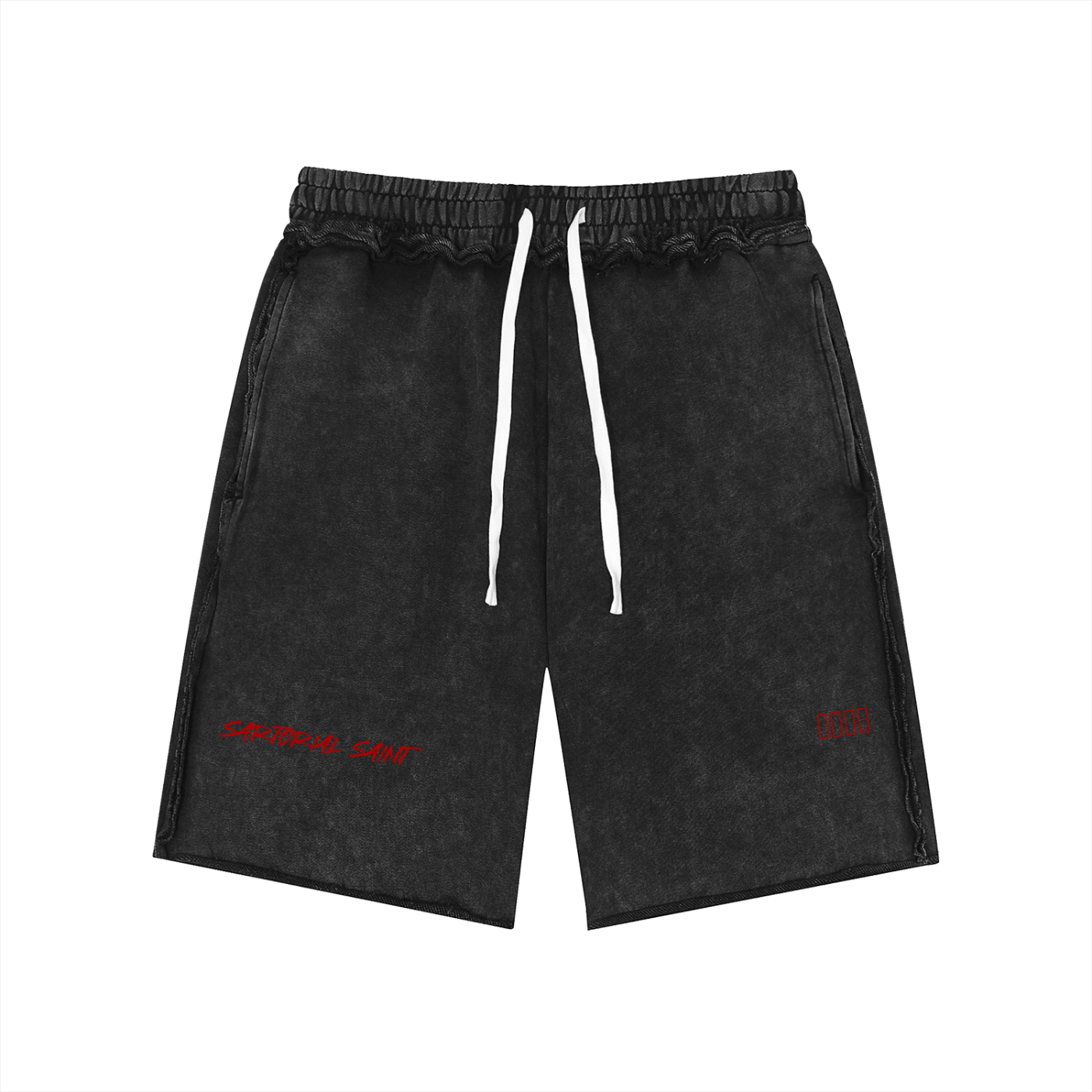 Unisex Mineral Wash Raw Edge Shorts