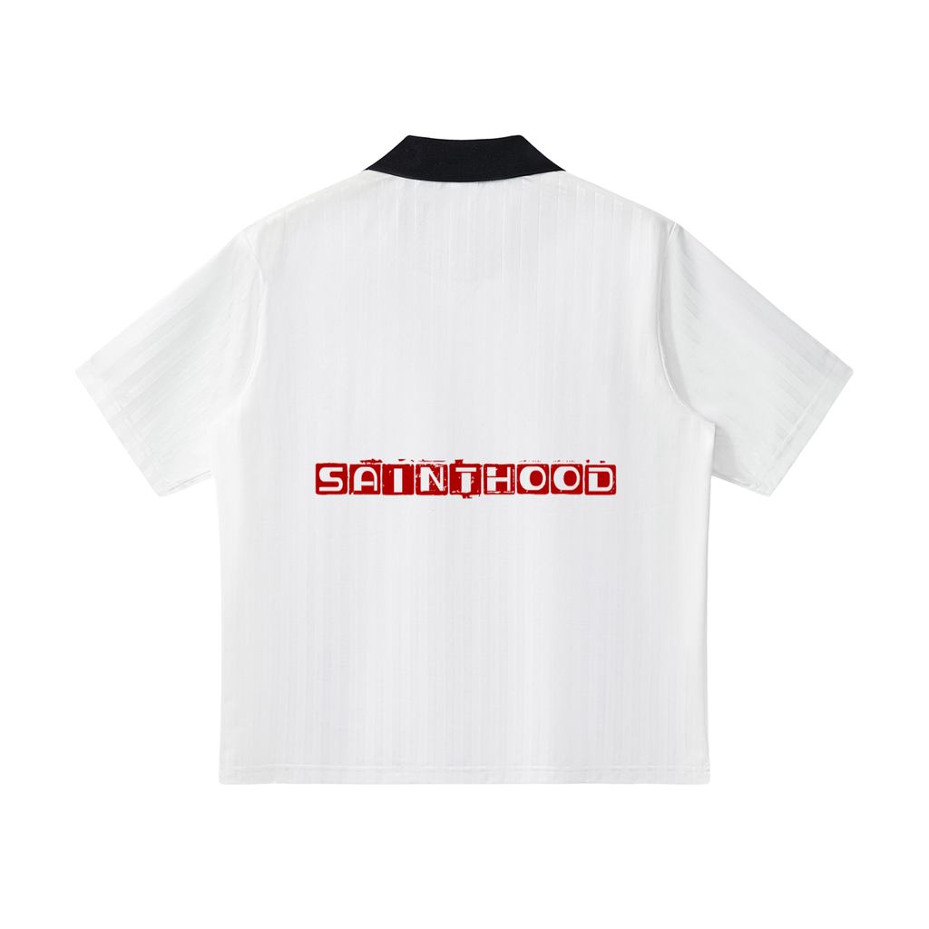 Contrast Collar Striped Soccer Jersey