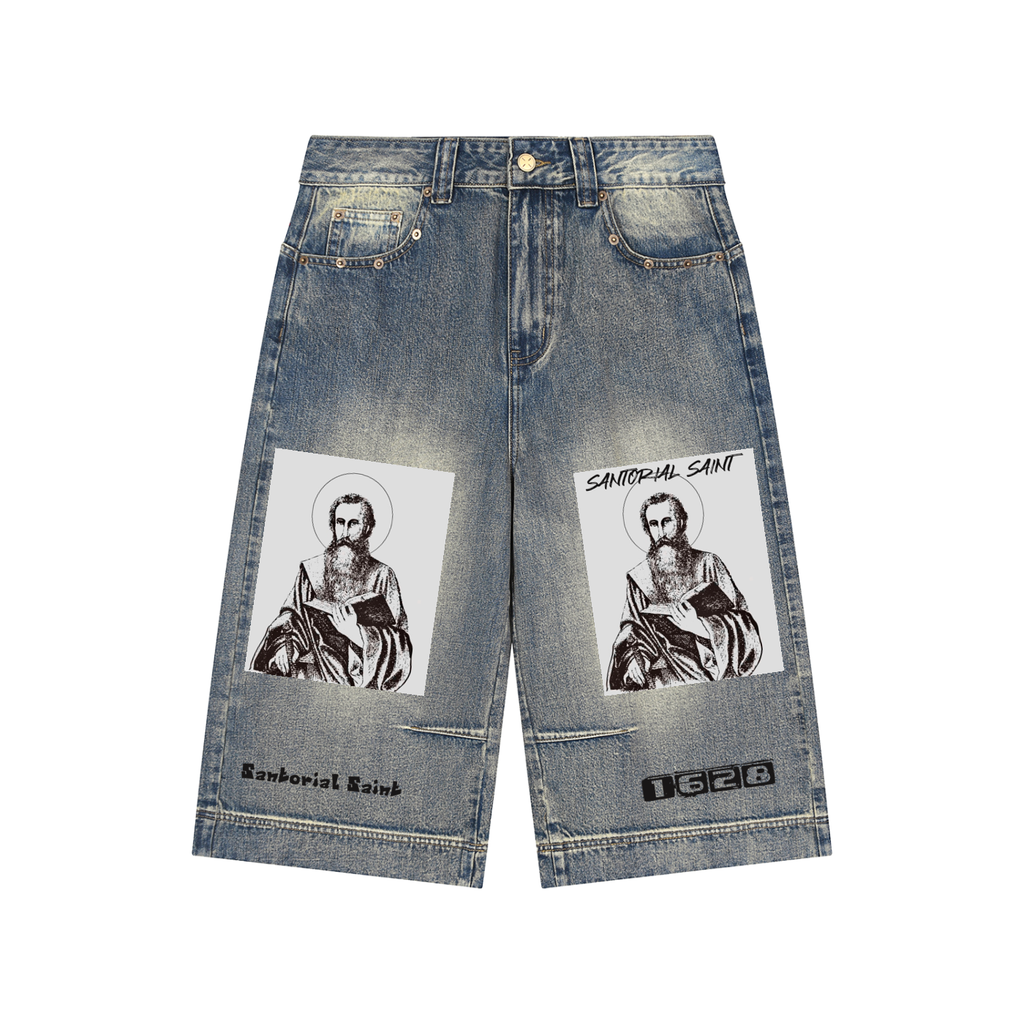 Vintage Wash Baggy Denim Shorts