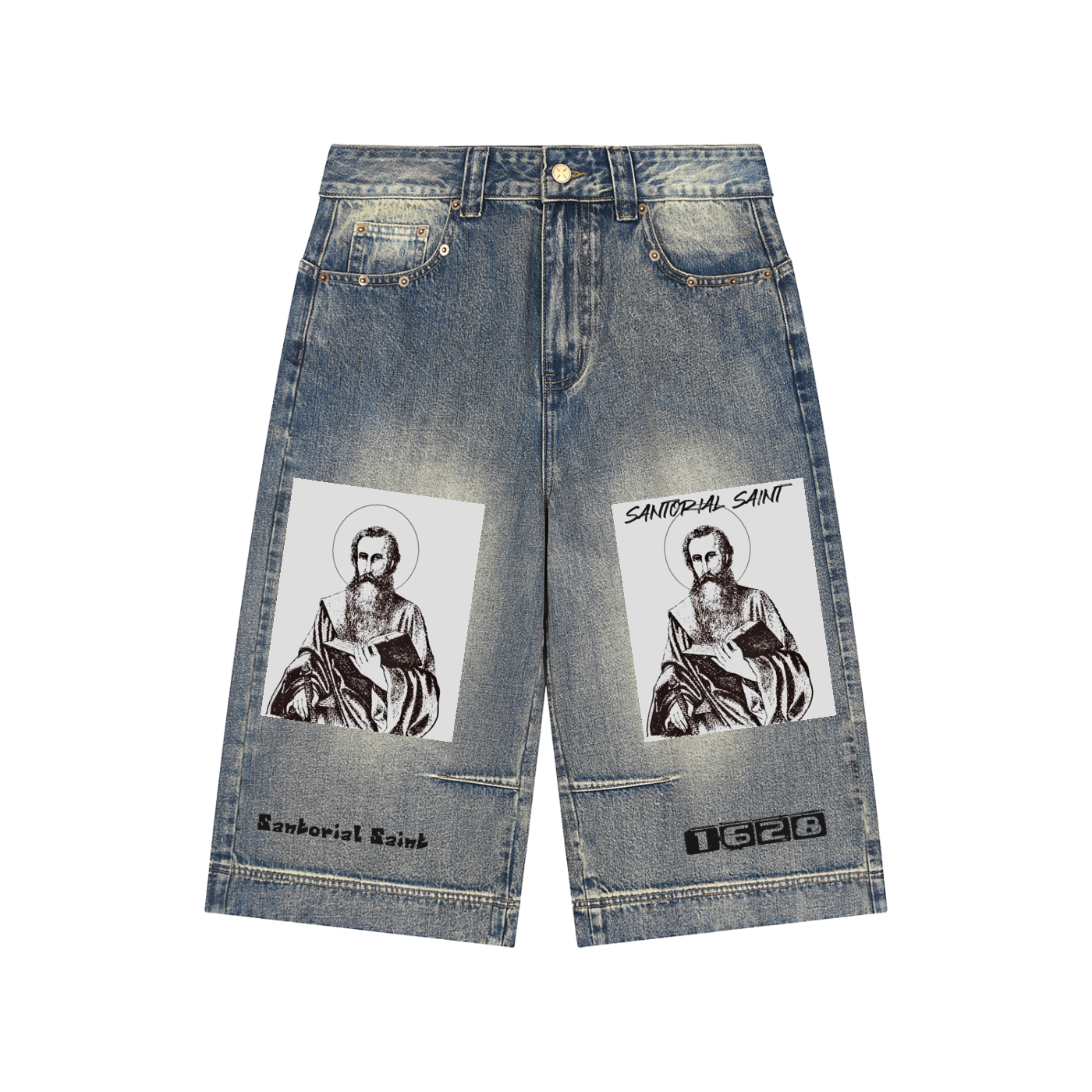 Vintage Wash Baggy Denim Shorts
