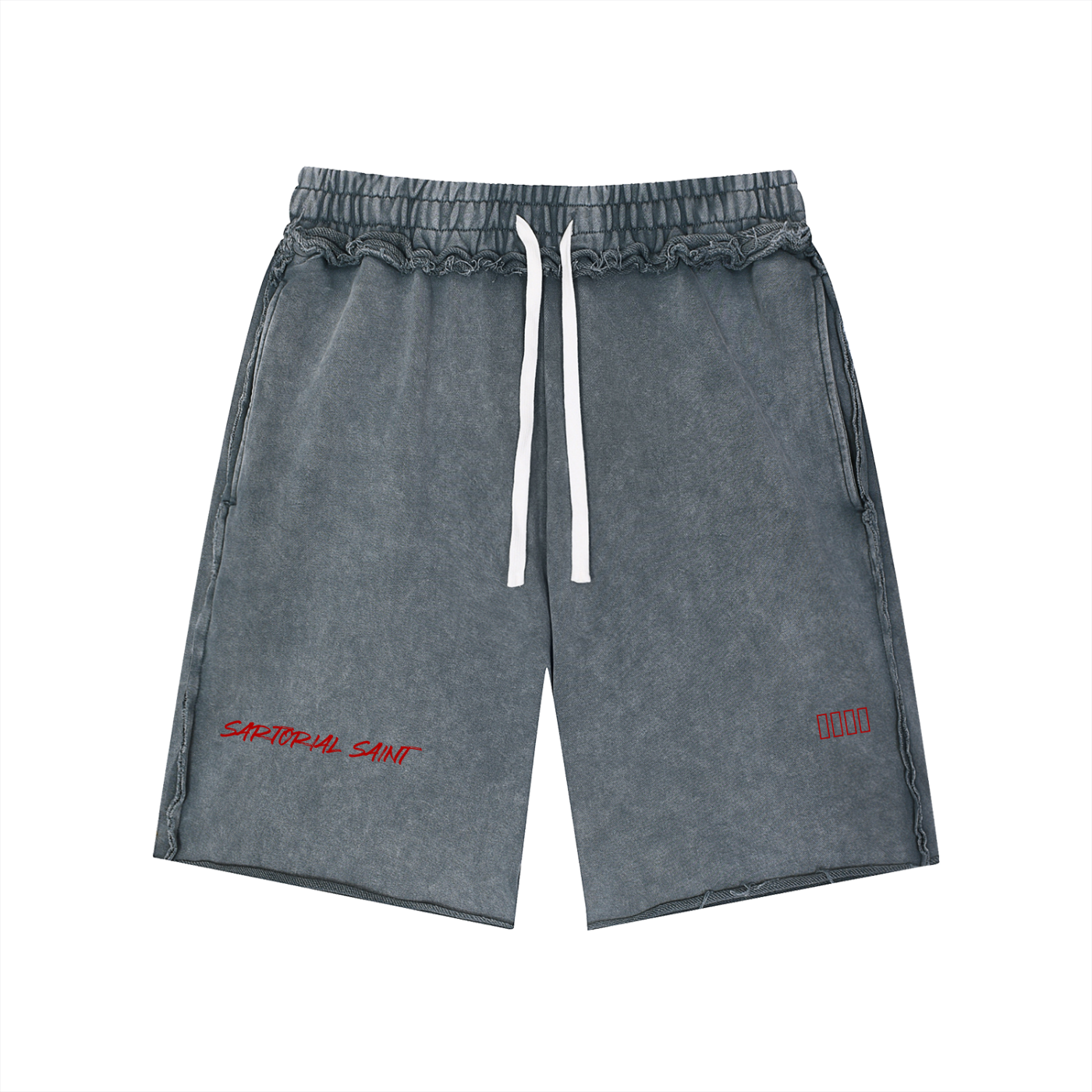 Unisex Mineral Wash Raw Edge Shorts