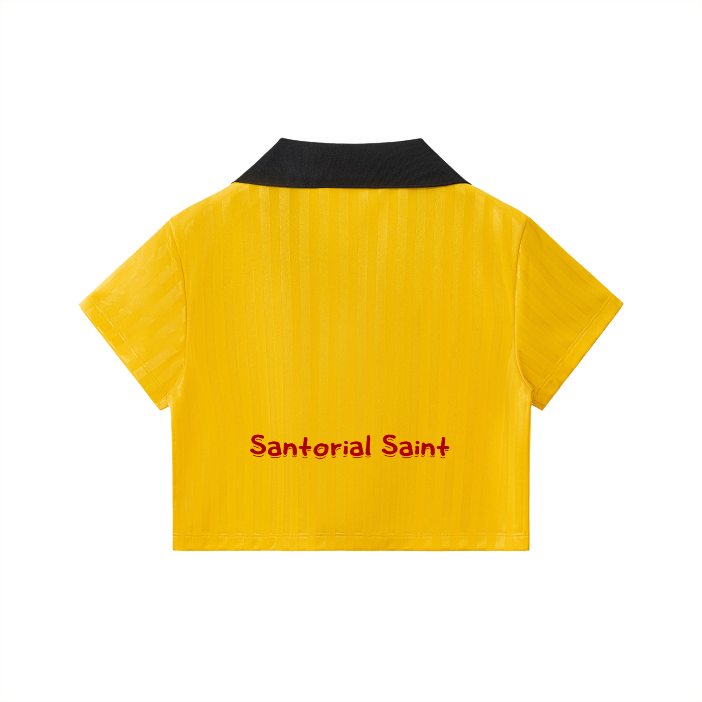 Contrast Collar Striped Cropped Jersey