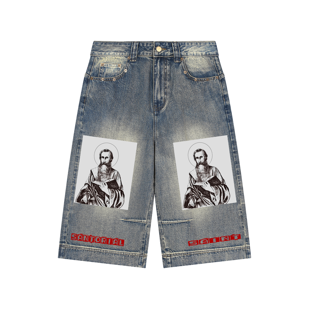 Vintage Wash Baggy Denim Shorts