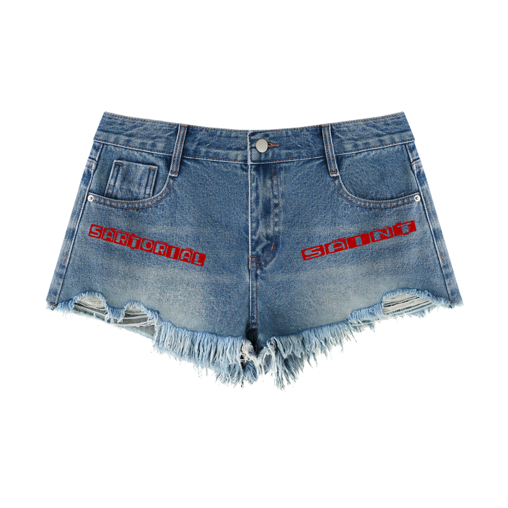 Women's Vintage Wash Raw Hem Denim Shorts