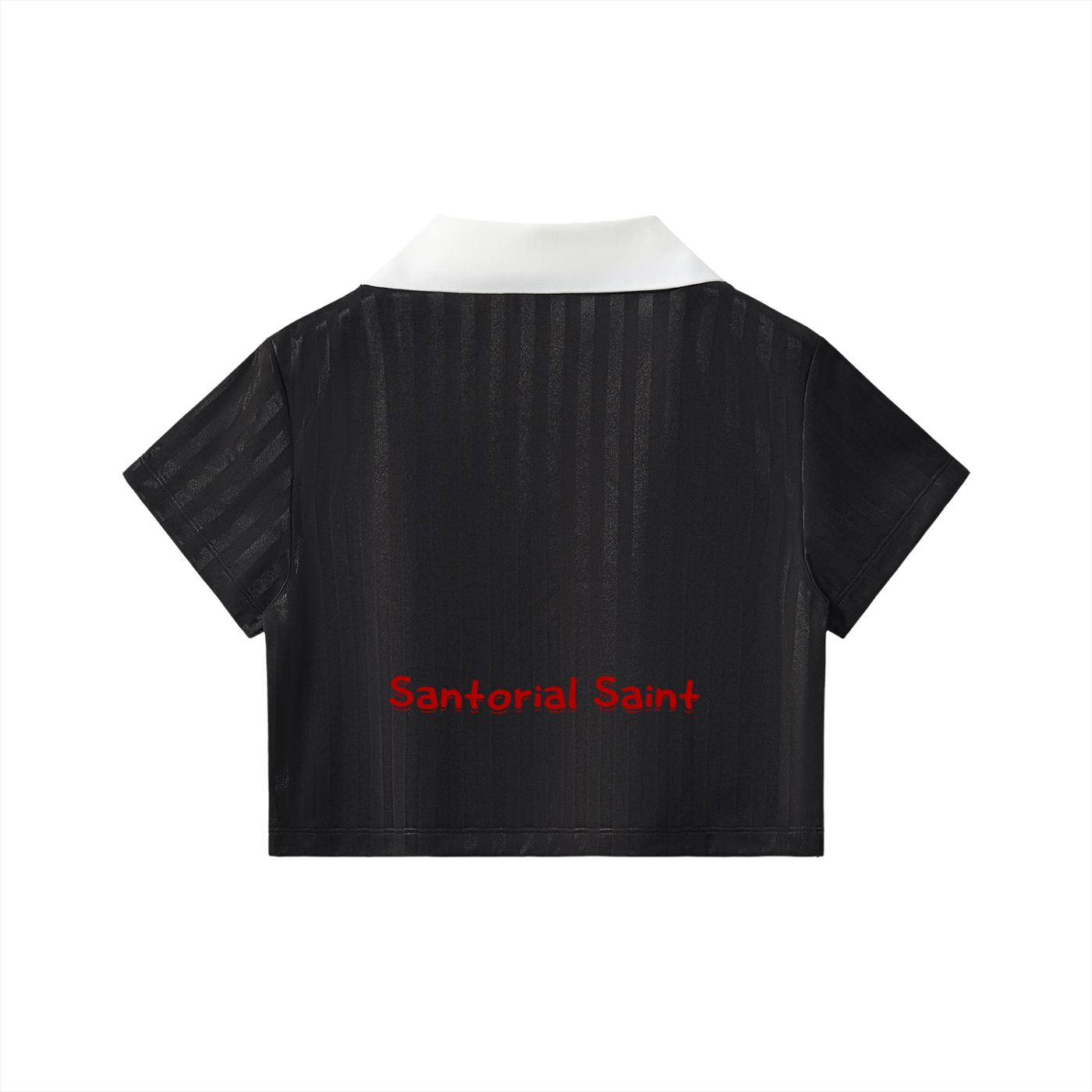 Contrast Collar Striped Cropped Jersey