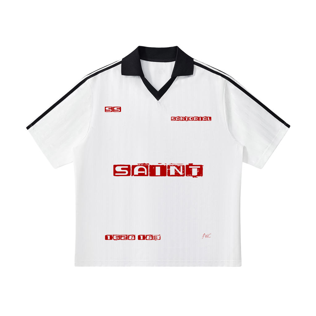 Contrast Collar Striped Soccer Jersey