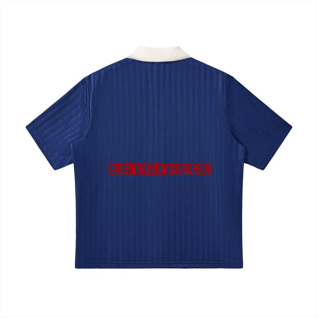 Contrast Collar Striped Soccer Jersey