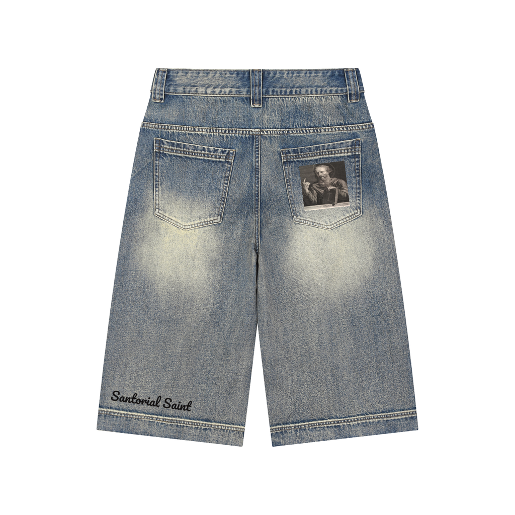 Vintage Wash Baggy Denim Shorts