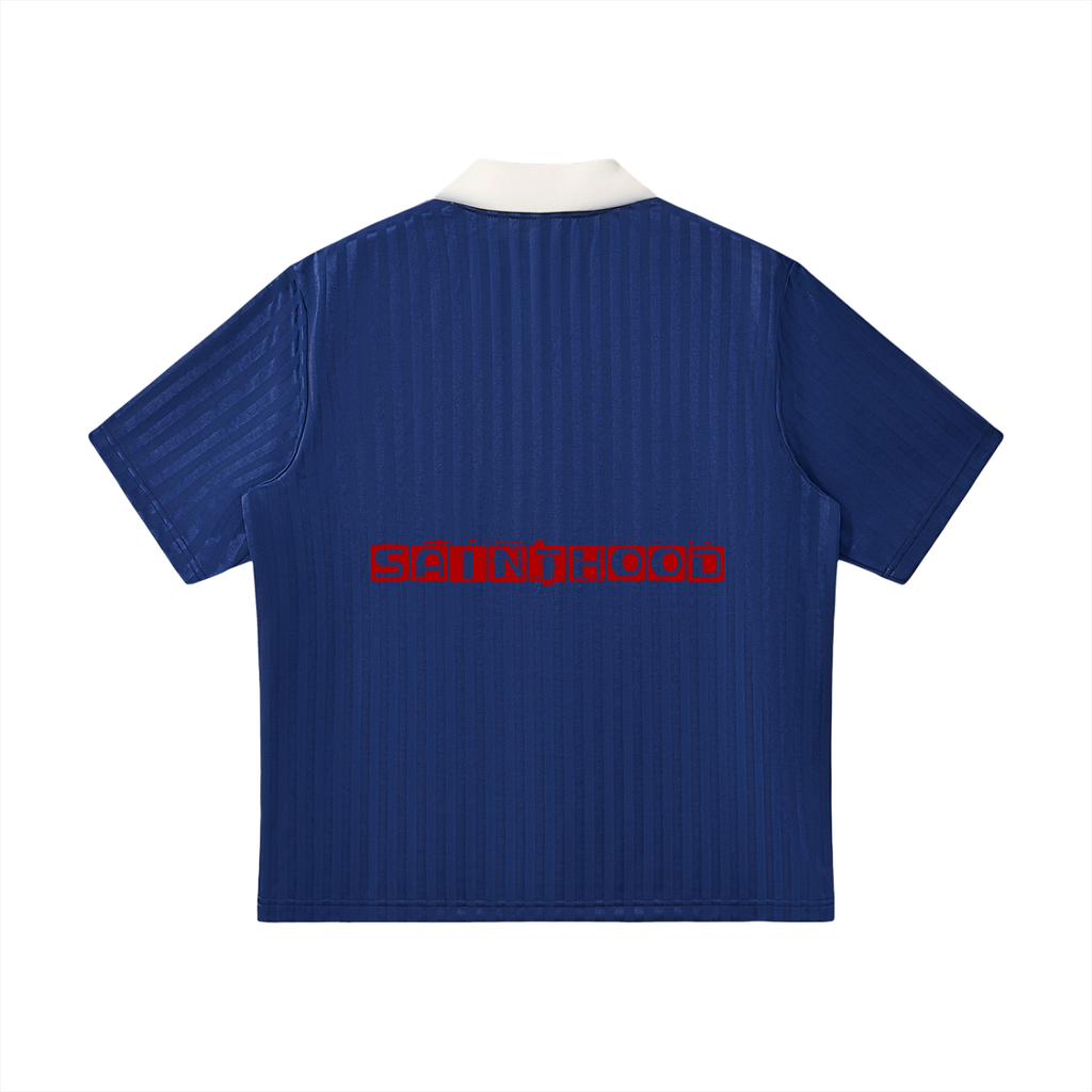 Contrast Collar Striped Soccer Jersey