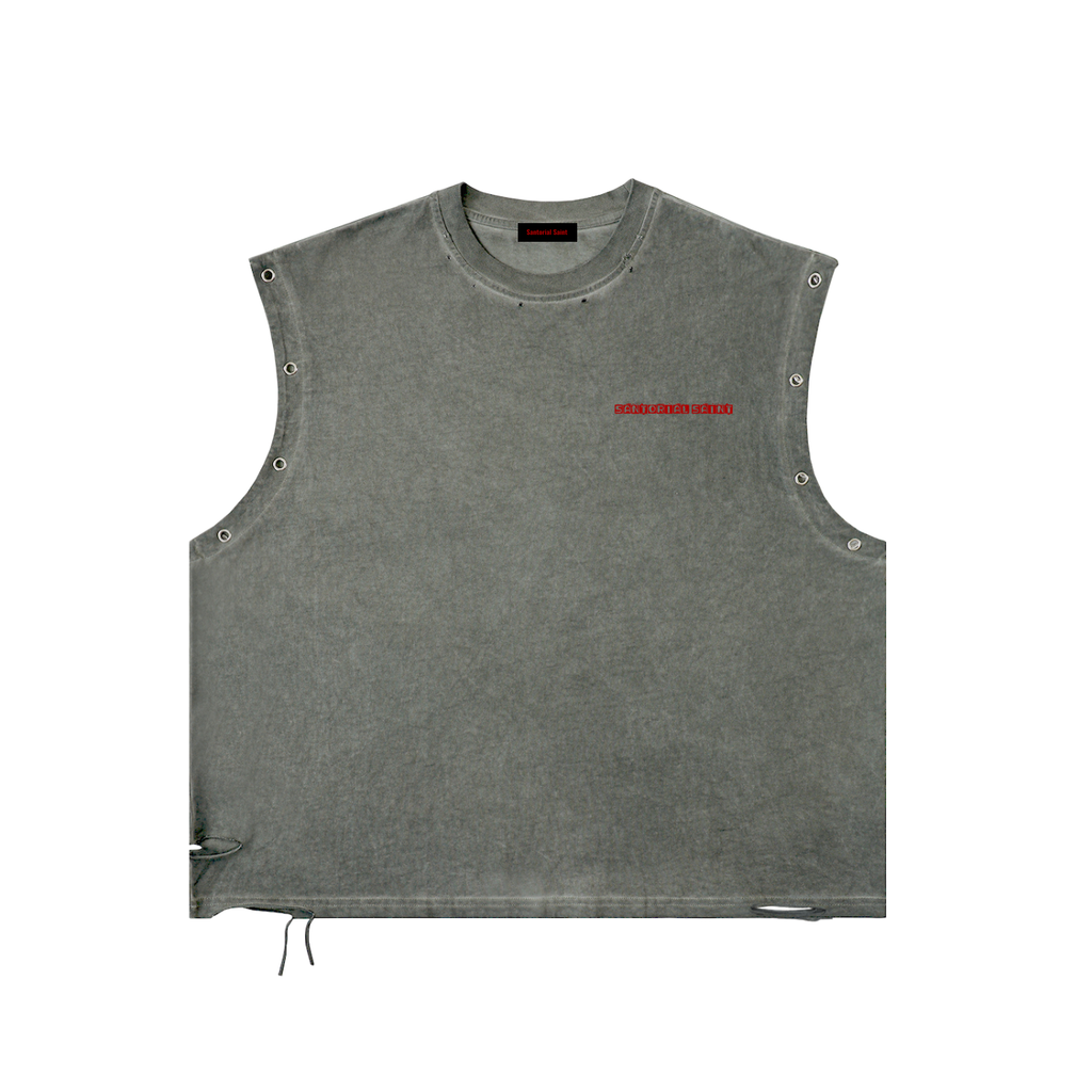 Distressed Grommet Eyelet Tank Top