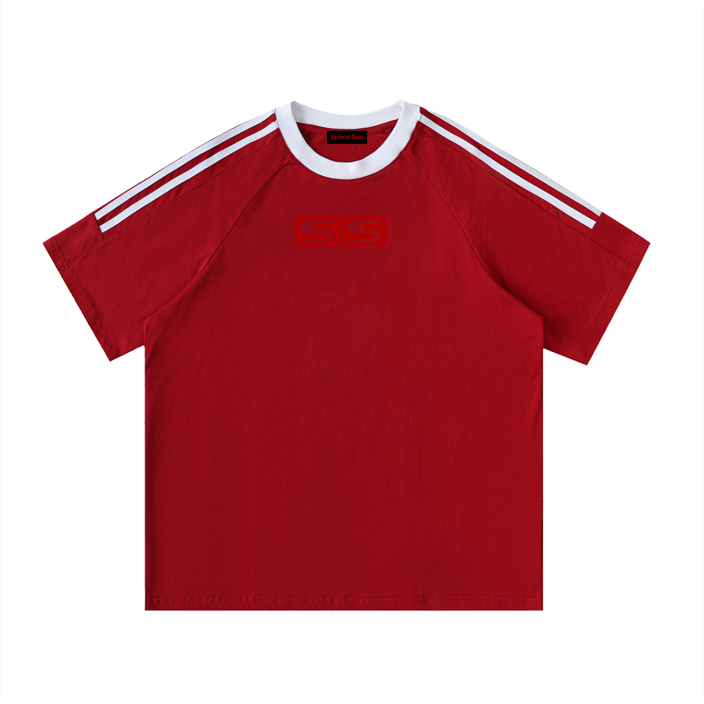 Contrast Tape Crewneck Cotton T-Shirt