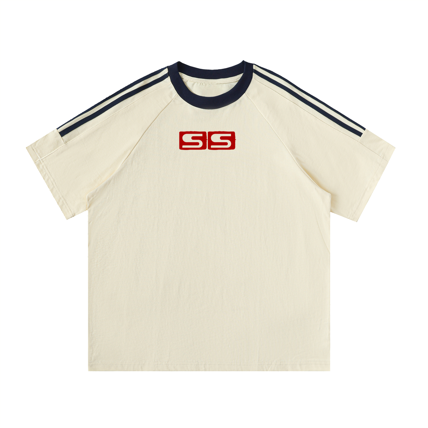 Contrast Tape Crewneck Cotton T-Shirt